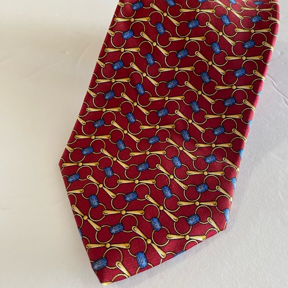 Brooks Brothers Makers Silk Tie Necktie Equestrian Vintage Made USA Red Blue - Picture 1 of 3